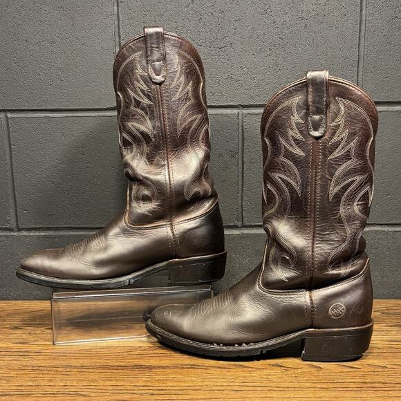 Double-H HH 12” AG7 Western Work Boots Brown U-Toe 3282 Men’s 9.5 EE Made In USA - Picture 1 of 8